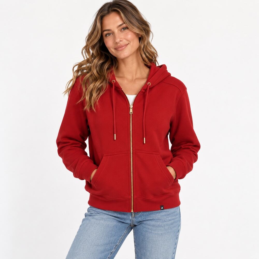 American Giant Women's Relaxed Classic Full Zip Red Gold Zipper Size XS NWOT